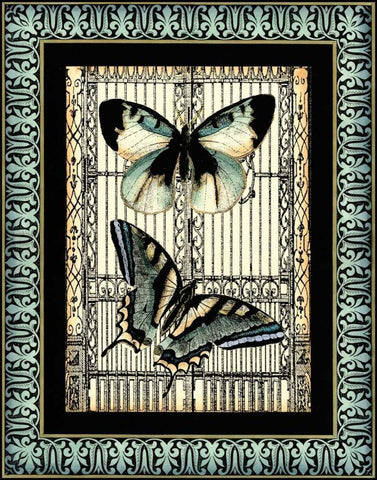 Small Butterfly Fancy I Black Ornate Wood Framed Art Print with Double Matting by Vision Studio