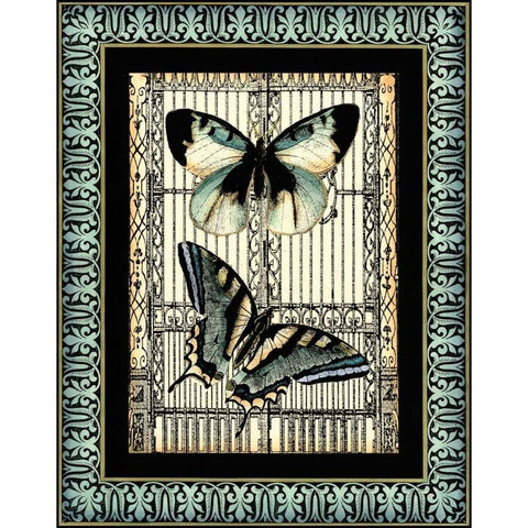 Small Butterfly Fancy I Gold Ornate Wood Framed Art Print with Double Matting by Vision Studio