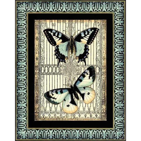 Small Butterfly Fancy II Black Modern Wood Framed Art Print with Double Matting by Vision Studio