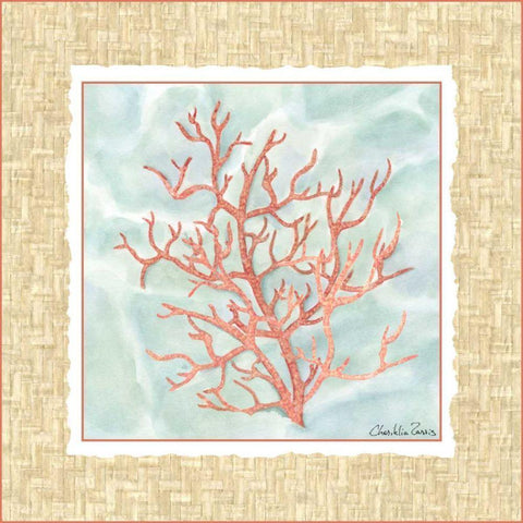 Ocean Coral Gold Ornate Wood Framed Art Print with Double Matting by Zarris, Chariklia