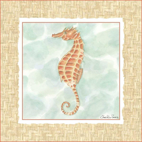 Ocean Seahorse Gold Ornate Wood Framed Art Print with Double Matting by Zarris, Chariklia