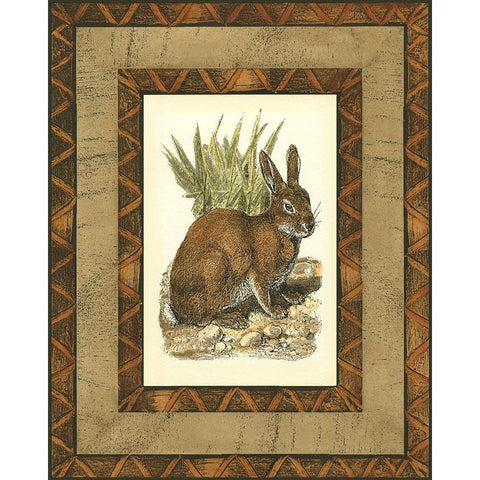 Custom Rustic Rabbit (A) White Modern Wood Framed Art Print by Vision Studio