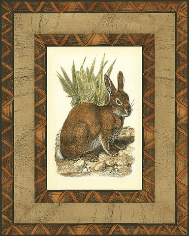 Custom Rustic Rabbit (A) Black Ornate Wood Framed Art Print with Double Matting by Vision Studio