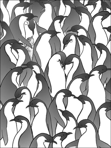 Penguin Family II Black Ornate Wood Framed Art Print with Double Matting by Swinford, Charles