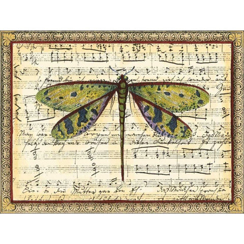 Dragonfly Harmony II Gold Ornate Wood Framed Art Print with Double Matting by Vision Studio