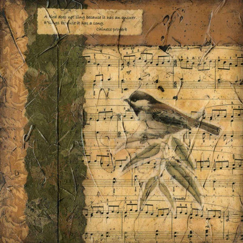 Bird Melody I Gold Ornate Wood Framed Art Print with Double Matting by Slocum, Nancy