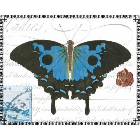 Butterfly Prose III Gold Ornate Wood Framed Art Print with Double Matting by Vision Studio