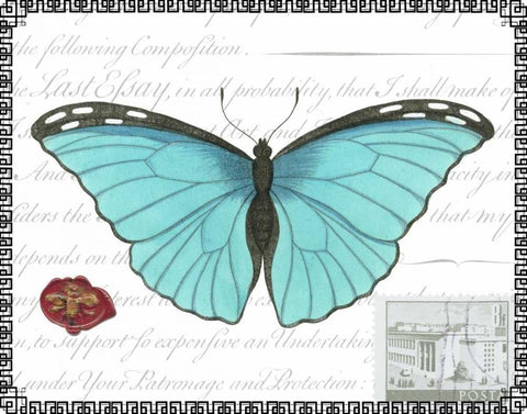 Butterfly Prose IV Black Ornate Wood Framed Art Print with Double Matting by Vision Studio