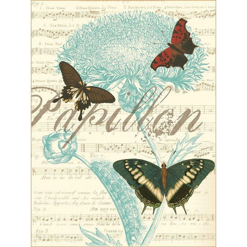 Papillon Melange IV Black Modern Wood Framed Art Print with Double Matting by Vision Studio