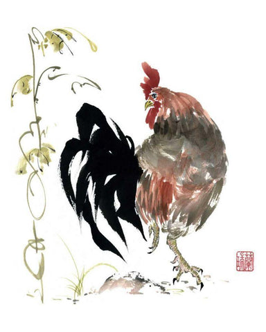 Ruler of the Roost Black Ornate Wood Framed Art Print with Double Matting by Parker, Nan Rae