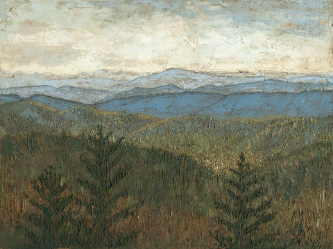 Blue Ridge View I White Modern Wood Framed Art Print with Double Matting by Meagher, Megan