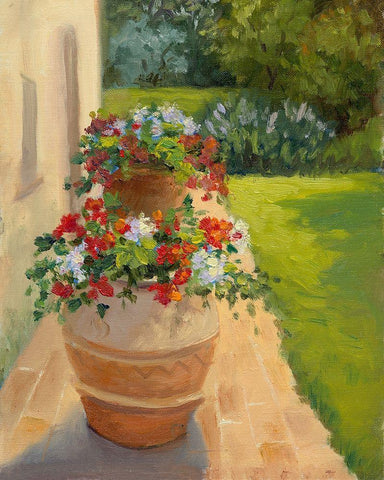 Urns by the Villa Black Ornate Wood Framed Art Print with Double Matting by Weber, Mary Jean