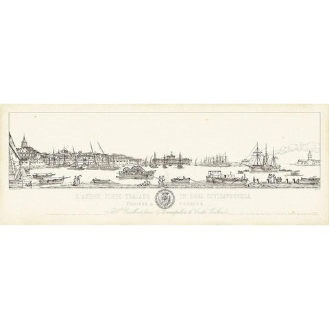 Antique Seaport I Gold Ornate Wood Framed Art Print with Double Matting by Aquaroni, Antonio