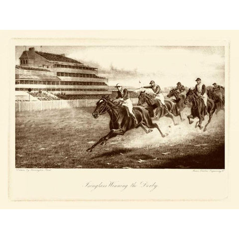 Winning the Derby White Modern Wood Framed Art Print by Bird, Harington