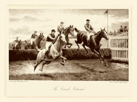The Grand National Black Ornate Wood Framed Art Print with Double Matting by Bird, Harington