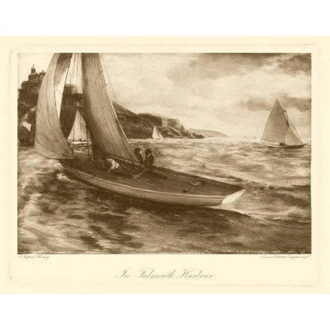 Falmouth Harbor White Modern Wood Framed Art Print by Henry, Napier