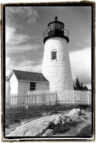 Pemaquid Point Light, Maine I White Modern Wood Framed Art Print with Double Matting by DeNardo, Laura