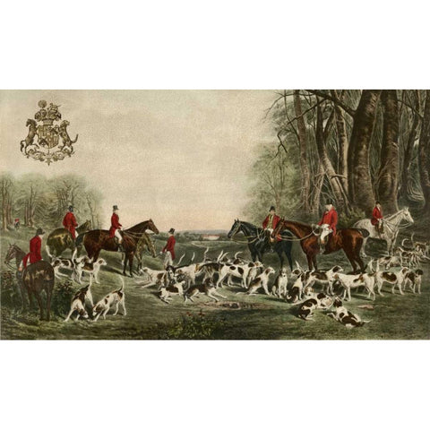 The Meet at Blagdon Gold Ornate Wood Framed Art Print with Double Matting by Snow, John