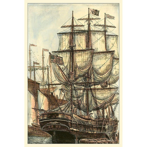 Printed Majestic Ship I Black Modern Wood Framed Art Print by Vision Studio