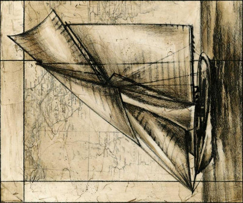 Tradewinds I Black Ornate Wood Framed Art Print with Double Matting by Harper, Ethan