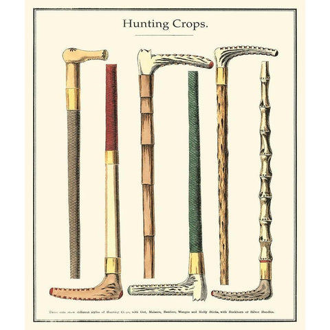 Custom Hunting Crops Gold Ornate Wood Framed Art Print with Double Matting by Unknown