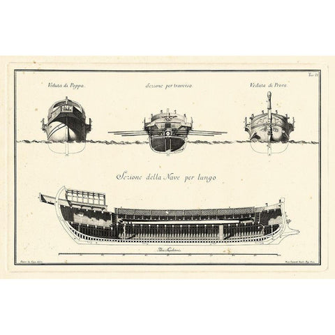 Veduta di Palmi Napoletani I White Modern Wood Framed Art Print by Vega, Peitro la