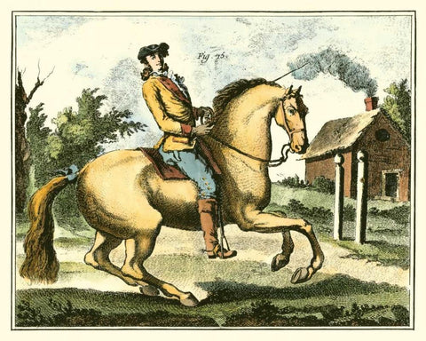 Equestrian Training I Black Ornate Wood Framed Art Print with Double Matting by Diderot, Denis