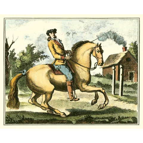 Equestrian Training I Gold Ornate Wood Framed Art Print with Double Matting by Diderot, Denis
