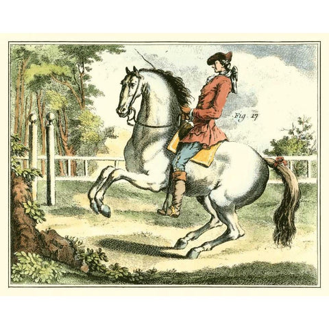 Equestrian Training II Black Modern Wood Framed Art Print with Double Matting by Diderot, Denis