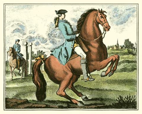 Equestrian Training III White Modern Wood Framed Art Print with Double Matting by Diderot, Denis