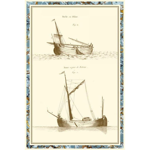 Ship Schematics I Gold Ornate Wood Framed Art Print with Double Matting by Vision Studio