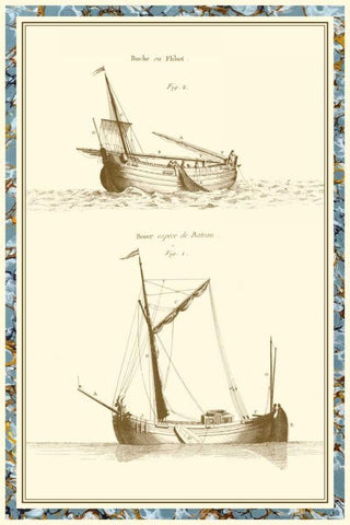 Ship Schematics I White Modern Wood Framed Art Print with Double Matting by Vision Studio