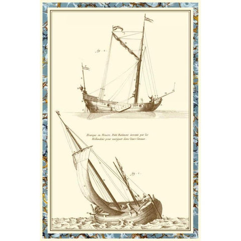 Ship Schematics II Gold Ornate Wood Framed Art Print with Double Matting by Vision Studio