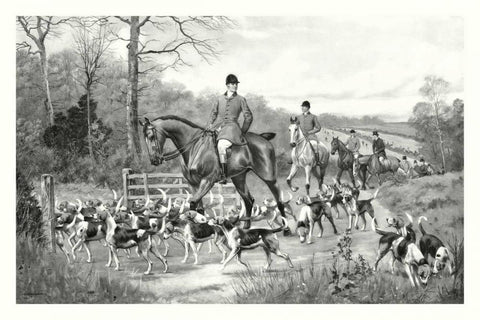 Going to Covert Black Ornate Wood Framed Art Print with Double Matting by G.D. Rowlandson