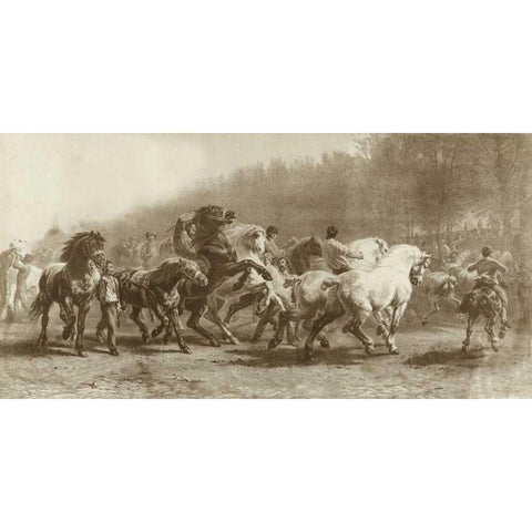 Horse Fair Black Modern Wood Framed Art Print with Double Matting by Bonheur, Rosa