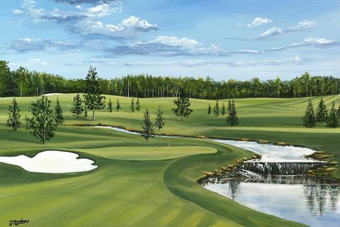 Day on the Links White Modern Wood Framed Art Print with Double Matting by Blankenship, Tom