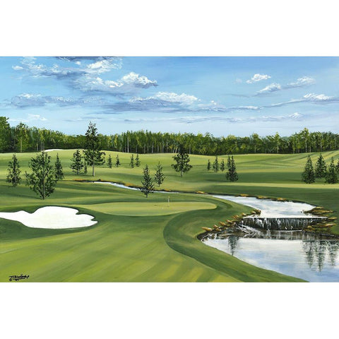Day on the Links Black Modern Wood Framed Art Print by Blankenship, Tom