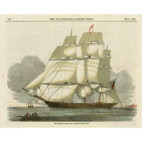 Antique Clipper Ship II Black Modern Wood Framed Art Print with Double Matting by Vision Studio