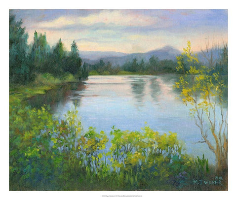 Oregon Reflections White Modern Wood Framed Art Print with Double Matting by Weber, Mary Jean