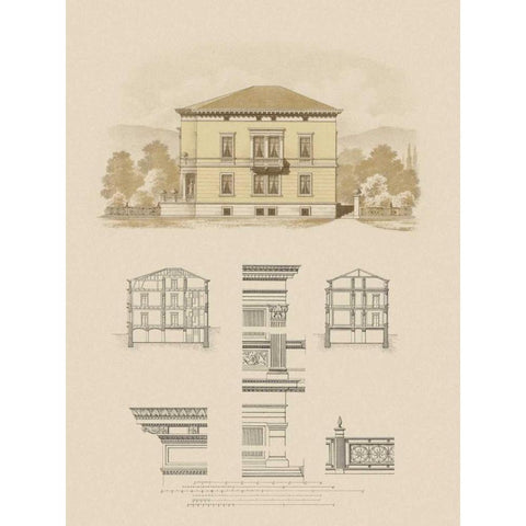 Estate and Plan II Gold Ornate Wood Framed Art Print with Double Matting by Carlsruche