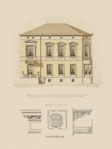 Estate and Plan VI Black Ornate Wood Framed Art Print with Double Matting by Carlsruche