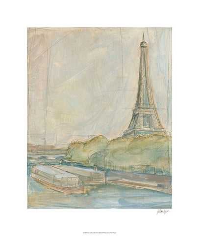 View of Paris II Black Ornate Wood Framed Art Print with Double Matting by Harper, Ethan