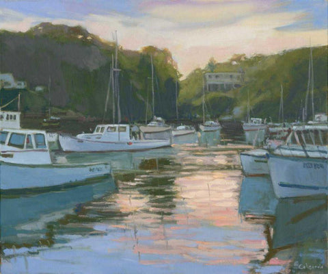 Perkins Cove Black Ornate Wood Framed Art Print with Double Matting by Calcasola, Stephen