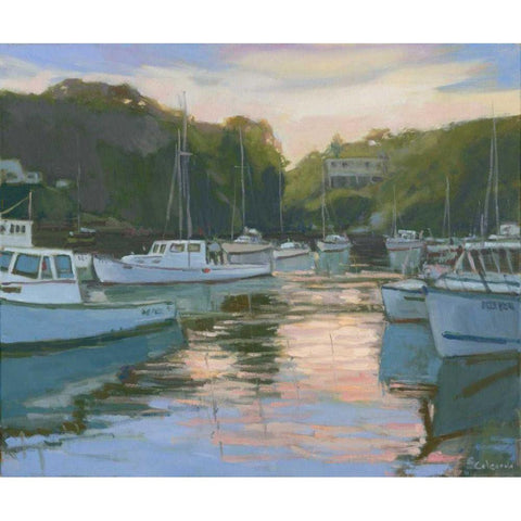 Perkins Cove White Modern Wood Framed Art Print by Calcasola, Stephen