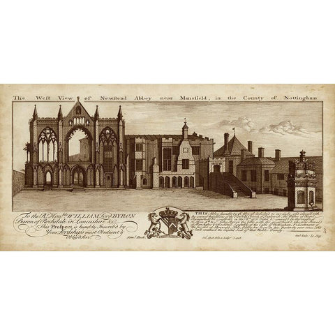 View of Newstead Abbey Black Modern Wood Framed Art Print by Buck, Nathaniel