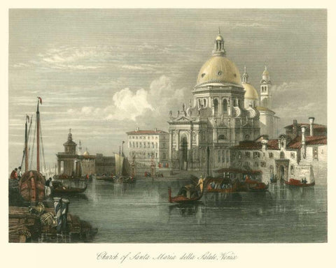 Church of Santa Maria della Salute Black Ornate Wood Framed Art Print with Double Matting by Leitch, W.L.
