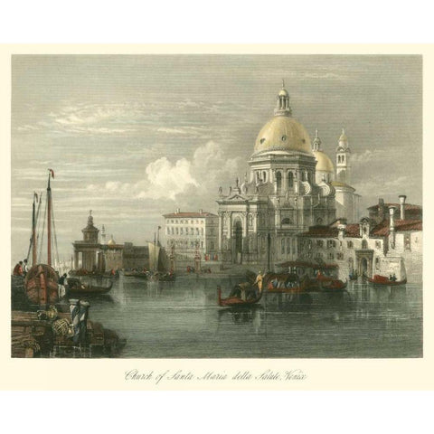 Church of Santa Maria della Salute Black Modern Wood Framed Art Print with Double Matting by Leitch, W.L.