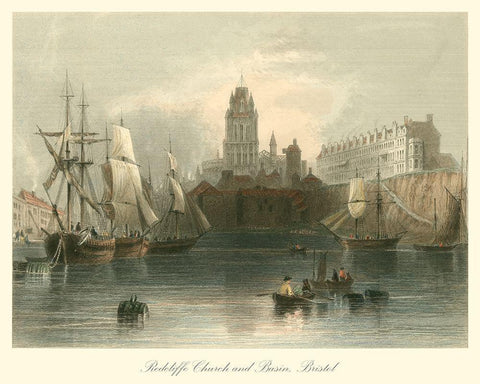 Radcliffe Church And Basin  Bristol Black Ornate Wood Framed Art Print with Double Matting by Bartlett, William H.