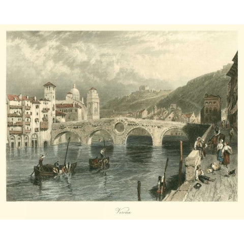 Verona Black Modern Wood Framed Art Print with Double Matting by Birke/Foster