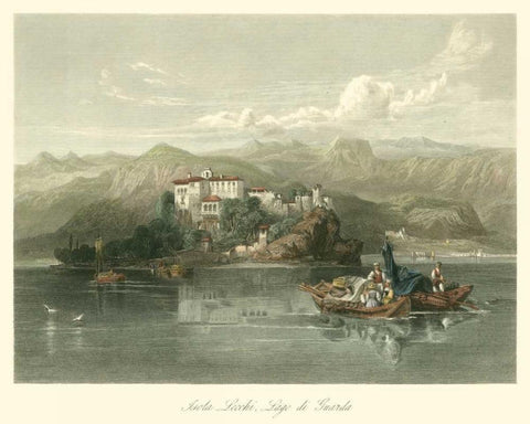 Isola Lecchi, Lago di Guarda, Italy White Modern Wood Framed Art Print with Double Matting by Leitch, W.L.